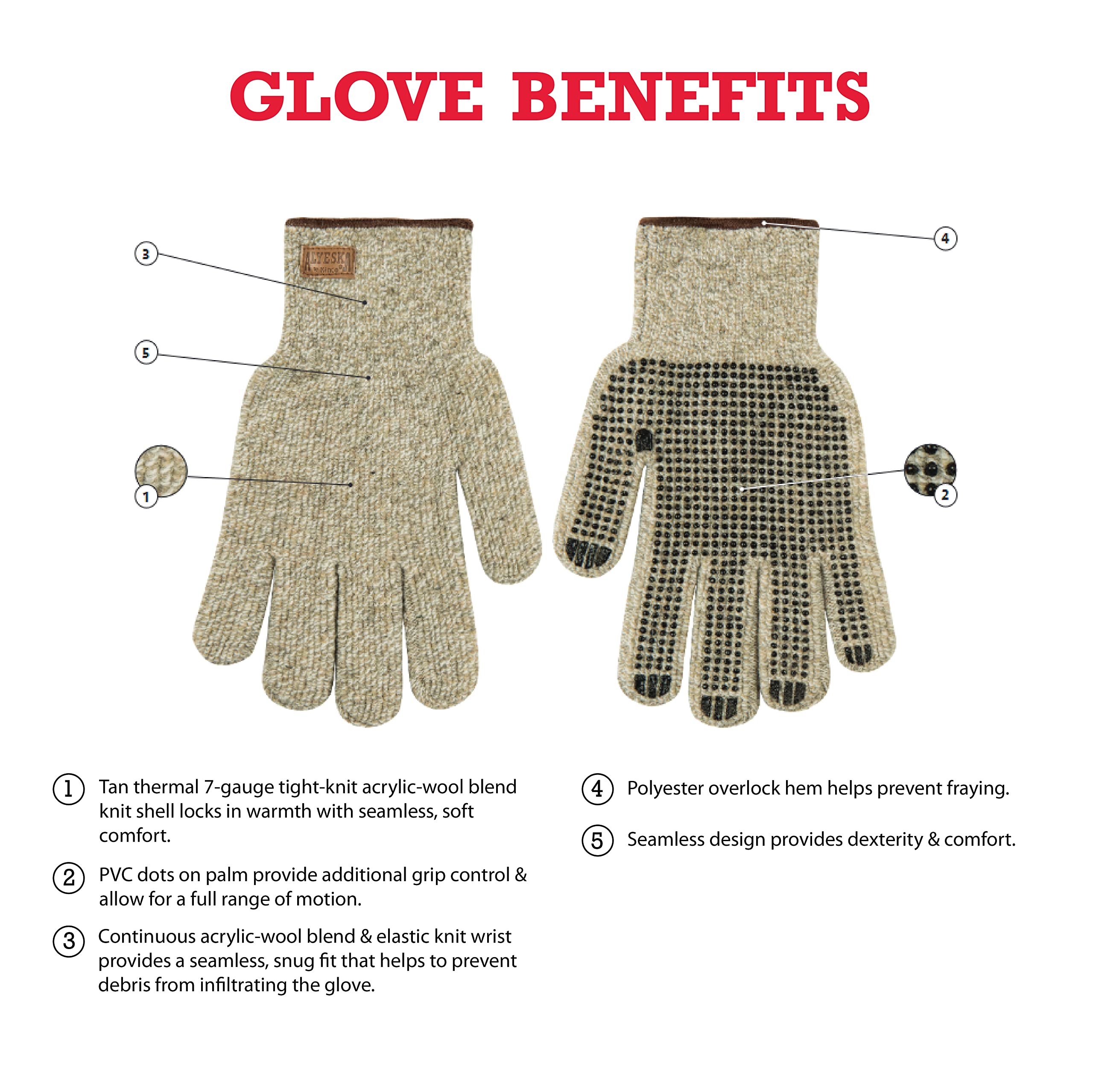 Kinco Knit Wool Gloves for Men - Image 3
